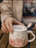 貝瑟斯馬克杯 陶瓷杯喝水杯子咖啡杯櫻花浮雕泡茶杯帶蓋辦公家用水杯子 曬單實拍圖