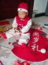 G.duck小黃鴨周歲禮服男寶寶中式嬰兒唐裝一周歲宴男童中國風紅色套裝 提花長袖長褲送襪子帽子 80春秋款 均碼 曬單實拍圖