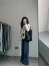 拉夏貝爾直筒牛仔褲女春秋2025新款高腰顯瘦闊腿拖地褲子 復古藍 30 曬單實(shí)拍圖