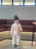 幼歌（YOUGE）嬰幼兒秋季新款純棉翻領(lǐng)毛衣開(kāi)衫女寶寶親膚抗起球上衣粉色90 cm 曬單實(shí)拍圖