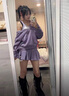 大魚(yú)界線(xiàn)（dayujiexian）2025新款長(cháng)袖純色連帽衛衣套裝女裝短裙安全褲三件套簡(jiǎn)約潮流 紫羅蘭（衛衣+背心+短裙三件套） XL 建議110-120斤 曬單實(shí)拍圖