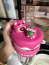迪士尼吸管杯子學(xué)生兒童水杯女士夏季Tritan塑料便攜耐高溫 600mL草莓熊 曬單實(shí)拍圖
