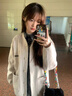若盼美式覆古針織夾克衛(wèi)衣外套女2025春秋季新款棒球服薄款外搭開衫款 淺灰色 M 100-115斤 曬單實拍圖