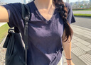 優(yōu)衣庫女裝竹節(jié)紗V領(lǐng)T恤/短袖棉白T上衣打底內(nèi)搭春夏新款483576 00 白色 L /160/88A 曬單實(shí)拍圖