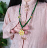 QBILY 項(xiàng)鏈女 新中式復(fù)古圓牌項(xiàng)鏈馬面裙?jié)h服旗袍毛衣鏈古風(fēng)民族風(fēng)配飾 祖母綠五福圓牌 曬單實(shí)拍圖