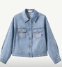 茵曼（INMAN）復古翻領(lǐng)寬松休閑牛仔短外套春秋季女百搭小個(gè)子上衣 牛仔藍  S 曬單實(shí)拍圖