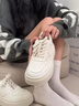 COSMICKISS厚底小白鞋子女秋季新款百搭潮流板鞋休閑輕便時尚學生運動鞋子 白色【36碼】 曬單實拍圖