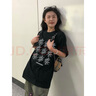 茯見小眾設(shè)計(jì)感寬松美式上衣韓系太陽花印花慵懶感T恤女短袖 黑色 S 曬單實(shí)拍圖