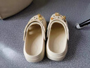 名創(chuàng)優(yōu)品（MINISO）洞洞鞋女夏季外穿沙灘涼鞋防滑厚底踩屎感腳包頭涼拖鞋骨白36-37 曬單實(shí)拍圖