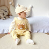 貝娜茜嬰兒帽子春秋季寶寶遮陽帽可愛嬰幼兒鴨舌帽棒球太陽帽秋冬季加厚 小小熊-米色 6-18個月（44-48CM）帽檐5CM 曬單實拍圖