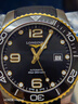 浪琴（LONGINES）男表瑞士新款康卡斯潛水系列防水300米間金陶瓷圈機械男士手表 L3.782.3.56.9黑盤(pán)膠帶43mm 曬單實(shí)拍圖