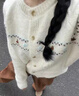 矜持范毛衣女針織衫女秋冬2025新款文藝花朵刺繡圓領(lǐng)外套女春秋款單排扣 米白 S 80-100 曬單實拍圖