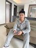 雅鹿睡衣男生秋冬季加絨加厚珊瑚絨男士青少年純色大碼保暖家居服套裝 NSCJF-灰色【主圖推薦雙面加厚】 XL (建議130-150斤) 曬單實(shí)拍圖