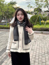 蒙口比鄰圍巾男士秋冬防寒保暖百搭英倫風(fēng)披肩感圍脖女情侶送生日禮物 淺灰色-防寒保暖 曬單實(shí)拍圖