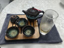 建盞功夫茶具套裝家用窯變天目釉茶杯茶壺茶盤(pán)陶瓷鈞窯沙金泡茶器 5頭（沙金/美人壺）+小四方（條紋）密胺/黑 曬單實(shí)拍圖