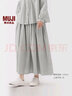 無(wú)印良品（MUJI）女式 棉紗 抽褶裙 長(cháng)半身裙女款裙子25年秋季女裝 BE1XTA5A 淺灰色條紋 S (155/62A) 曬單實(shí)拍圖