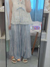 七月夕原創(chuàng  )漢服 風(fēng)物詩(shī) 漢元素無(wú)袖V領(lǐng)上衣搭藍色燈籠褲套裝女 燈籠褲 現貨 S 曬單實(shí)拍圖