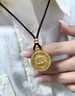 中國黃金（CHINA GOLD）黃金項鏈男女款百搭足金貔貅羅盤(pán)吊墜中秋節生日禮物送女友愛(ài)人 黃財神項鏈【黑繩】約2.8g 曬單實(shí)拍圖