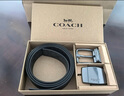 蔻馳（COACH）【品牌直供】男士雙扣頭腰帶禮盒PVC配皮革灰黑色 七夕禮物 曬單實(shí)拍圖