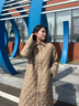 波司登25年秋女長(zhǎng)款90鵝絨極簡(jiǎn)小香風(fēng)菱形格羽絨服外套B250134188 曬單實(shí)拍圖