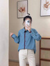 尚靜純棉休閑撞色條紋襯衫25年秋新舒適顯瘦百搭通勤上衣 紅藍(lán)條紋 M 曬單實(shí)拍圖