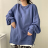 JAVC2025衛(wèi)衣女假兩件春秋季新款寬松設(shè)計(jì)感大碼小眾長(zhǎng)袖開叉上衣女裝 藍(lán)色 假兩件衛(wèi)衣 L 建議 100-120斤 曬單實(shí)拍圖