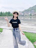 真維斯女童套裝春秋兒童長(zhǎng)袖t恤純棉打底衫闊腿牛仔褲大童秋裝女孩童裝 白 夢(mèng)幻魚尾+淺藍(lán) 130 曬單實(shí)拍圖