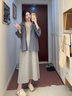 革曼孕婦裝套裝秋季2025韓版慵懶風(fēng)春秋襯衫孕婦連衣裙兩件套背心長(cháng)裙 淺灰吊帶裙 XL 曬單實(shí)拍圖