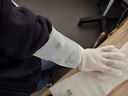 JRDD丁腈橡膠手套加長耐用廚房洗碗工業(yè)清潔手套防滑耐磨丁晴手套 白色 #9（L碼） 【3雙】 38CM 曬單實拍圖