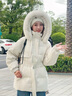 雪中飛2025新款冬季女士抽繩中長(cháng)款抗寒御寒保暖時(shí)尚休閑羽絨服 琥珀米白|7C23 S /160/84A 曬單實(shí)拍圖
