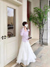 艾珠兒（Aizhuer）法式紫色長(cháng)袖連衣裙子女秋季2025新款小個(gè)子溫柔穿搭氣質(zhì)套裝長(cháng)裙 紫色上衣+白色半裙【套裝】 M 45/55kg 曬單實(shí)拍圖