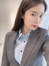 晨芙商務(wù)小西裝外套女氣質(zhì)職業(yè)套裝白領(lǐng)西服通勤OL前臺經(jīng)理正裝工作服 灰色西裝+西褲 L 建議100-110斤 曬單實(shí)拍圖