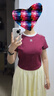 adidas修身純棉運(yùn)動(dòng)上衣圓領(lǐng)短袖T恤女夏季阿迪達(dá)斯三葉草JC8703   酒紅色   XL 曬單實(shí)拍圖