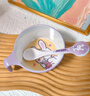 COOKSS兒童輔食碗餐具寶寶碗餐具防燙兒童小孩訓練專(zhuān)用可愛(ài)吃飯碗紫色兔 曬單實(shí)拍圖