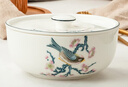 金嵐玉唐山骨瓷7英寸面碗瓷蓋大碗7吋蓋碗面湯碗陶瓷帶蓋子微波爐泡面碗 青雀之喜-7英寸直口+帶揪蓋 曬單實(shí)拍圖