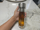 JRINKTEEA日本品牌純鈦茶漏茶水分離玻璃杯雙層一鍵泡茶水杯磁吸禮盒裝車(chē)載 錘紋玻璃杯升級款(銀色鈦外殼400ML) 曬單實(shí)拍圖