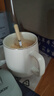 傳旗陶瓷馬克杯帶勺蓋咖啡杯牛奶杯早餐杯辦公杯男女茶杯描金白400ml 曬單實(shí)拍圖