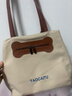 京智大容量帆布包包女2025新款潮時(shí)尚單肩托特包多功能背包上課雙肩包 米灰色【掛件】 曬單實(shí)拍圖