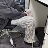 大白鯊編織紋直筒透氣褲子男春秋季透氣寬松bf慵懶風(fēng)休閑褲美式平 CT10杏色一件 2XL 130-145斤 曬單實(shí)拍圖