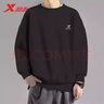 特步（XTEP）衛衣男裝長(cháng)袖t恤春秋季男士運動(dòng)服休閑運動(dòng)上衣黑套頭衫保暖外套 黑色 L /175 曬單實(shí)拍圖