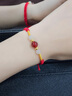 中國黃金相思紅豆情侶黃金手鏈女足金轉運珠生日禮物女友老婆結婚紀念日 足金轉運珠手鏈-紅繩 曬單實(shí)拍圖