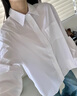Marc O'Polo/MOP 夏季新款翻領(lǐng)梨形簡(jiǎn)約百搭高端洋氣法式長(cháng)袖襯衫女士上衣 白色100 36 (165) 曬單實(shí)拍圖