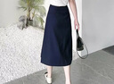 尚都比拉通勤正裝半身裙女春秋顯瘦遮肉西裝裙中長(cháng)款A字百褶裙 藏藍色 XL 曬單實(shí)拍圖