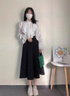 Khwfjas國際一線(xiàn)品牌高腰半身裙女2025秋季新款大碼遮肚子顯瘦中長(cháng)款傘裙 黑色(春秋款) L /28 推薦105-115斤 曬單實(shí)拍圖