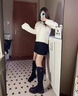 OLJ奢侈高端品牌女靴英倫真皮長(cháng)筒靴秋季新款騎士靴粗跟厚底高筒靴 黑色(單里) 37 曬單實(shí)拍圖