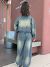 女童秋裝牛仔套裝2025新款洋氣潮酷穿搭女孩衣服春秋兒童大童女裝 藍色 150 曬單實(shí)拍圖