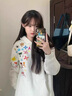 魯雅爾美式重磅印花連帽衛(wèi)衣女早秋季新款寬松設(shè)計(jì)感小眾高街上衣服情侶 白灰色 L 建議100斤到120斤 曬單實(shí)拍圖