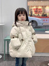 迪士尼（Disney）女童羽絨服冬季2024新款洋氣時(shí)尚兒童加厚保暖冬裝寶寶白鴨絨外套 米白色 90 cm 曬單實(shí)拍圖