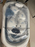蒂愛(ài)嬰兒洗澡盆 折疊加厚新生兒寶寶沐浴套裝 浴盆+浴墊溫度計 鳶尾藍 曬單實(shí)拍圖