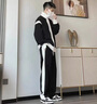 POUM男裝港風(fēng)痞帥夾克男衣服春秋季oversize潮牌開衫休閑針織上衣外套 HMFS-W01黑色 XL 【建議120-140斤】 曬單實(shí)拍圖